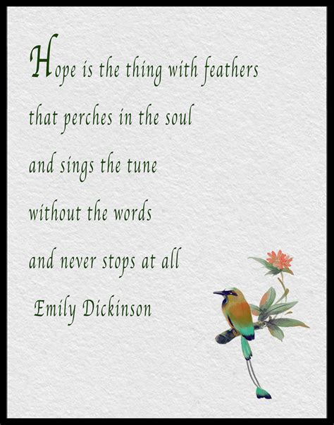 EMILY DICKINSON Inspirational Hope Poem Print hope is the Thing With ...