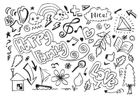 hand-drawn cute doodle set on white background. doodle design elements ...