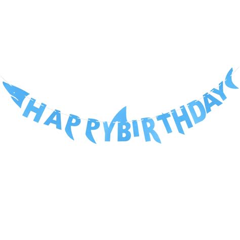 birthday banner Happy Birthday Shark Banner Nonwovens Bunting Banner ...