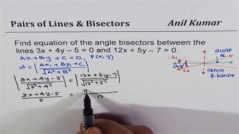 Find equation of the angle bisectors of a pair of line Challenge Question - YouTube