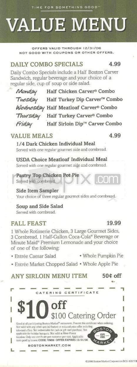 Boston Market Nutrition Menu Pdf | Besto Blog