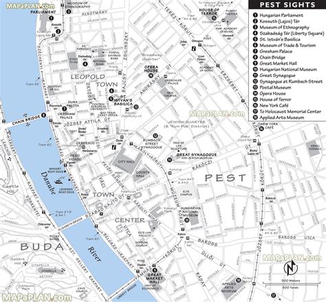 Budapest pop up map - Pest favourite must-go locations - Most popular ...