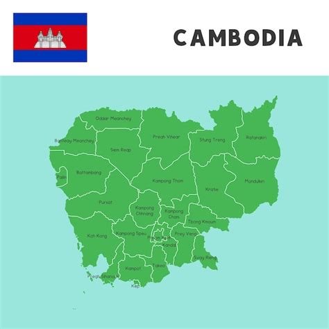 Premium Vector | Province name in Cambodia map and flag vector