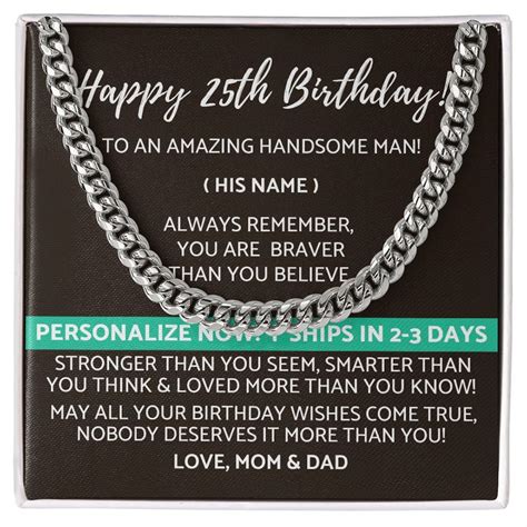 Happy 25th Birthday Son Personalized Message From Mom Dad - Etsy