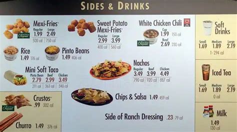 Menu at Taco Time restaurant, Redmond