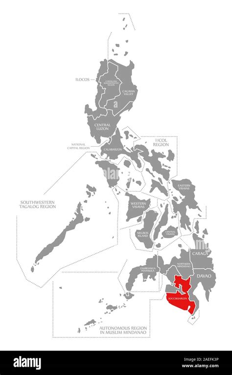 Soccsksargen red highlighted in map of Philippines Stock Photo - Alamy