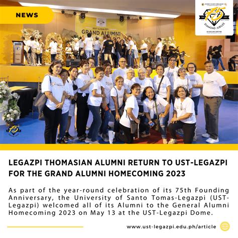 LEGAZPI THOMASIAN ALUMNI RETURN TO UST-LEGAZPI FOR THE GRAND ALUMNI HOMECOMING 2023 - University ...