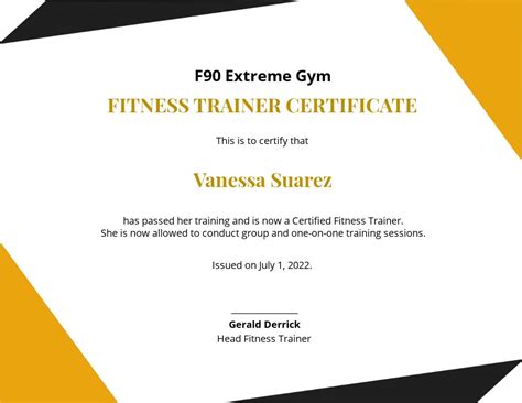 Personal Trainer Certificate Template