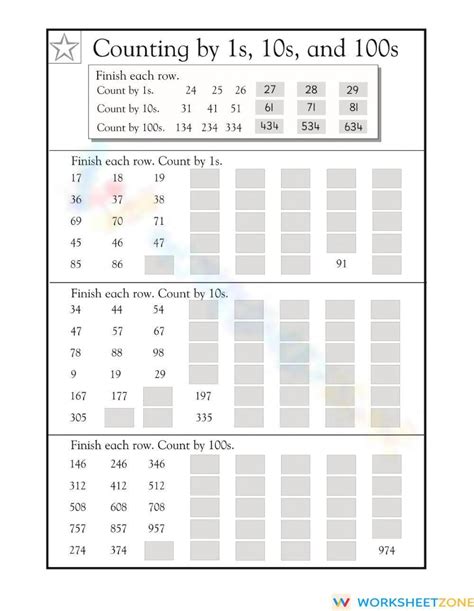 Count In 1s, 10s And 100s Worksheet