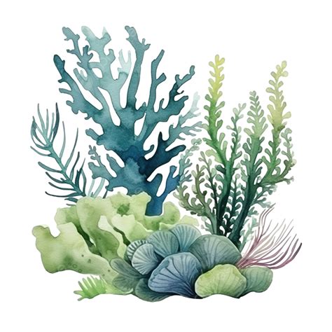 Seaweeds Underwater Ocean Plants Sea Coral Elements Watercolor Illustration, Coral, Seaweed, Sea ...