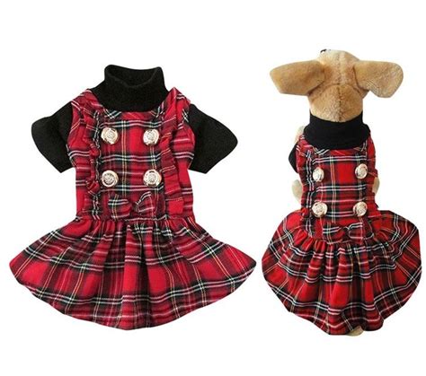 Checker Scottish Dress Plaid Set Skirt Kilts Pet Girl Small Dog Clothes ...