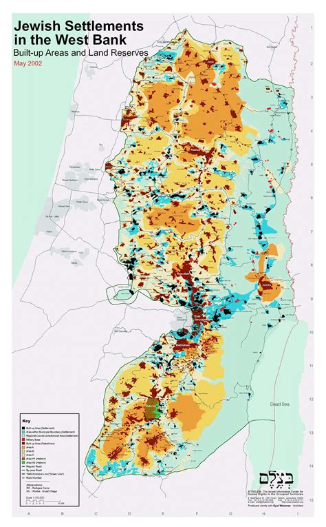 Map of Israeli Settlement of the West Bank. '(Settlement)' refers to ...