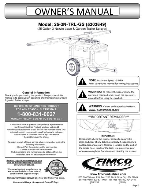 FIMCO 25-3N-TRL-GS OWNER'S MANUAL Pdf Download | ManualsLib