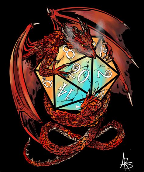 ArtStation - Red Dragon with D20 Dice