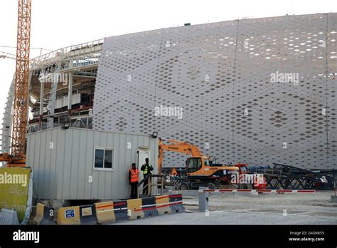 Construction work continues on the Al Thumama Stadium, Doha, Qatar ...