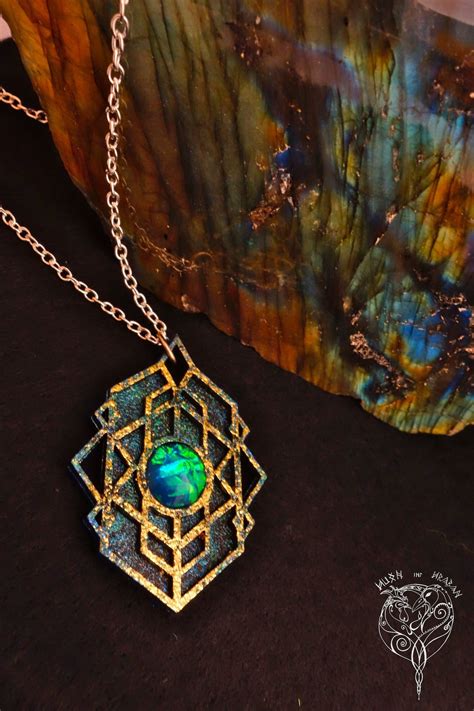 Dwarven Color Shift Gemstone Medallion Pendant Necklace - Etsy