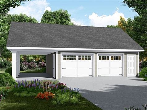 2-Car Garage with Carport, 001G-0007 | Garage door design, Garage plans ...