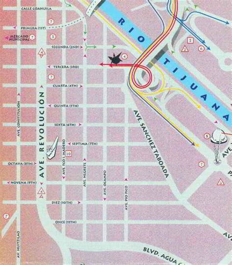 Mapa, Centro de Tijuana, Mexico