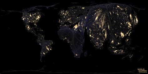 Earth at night | Worldmapper