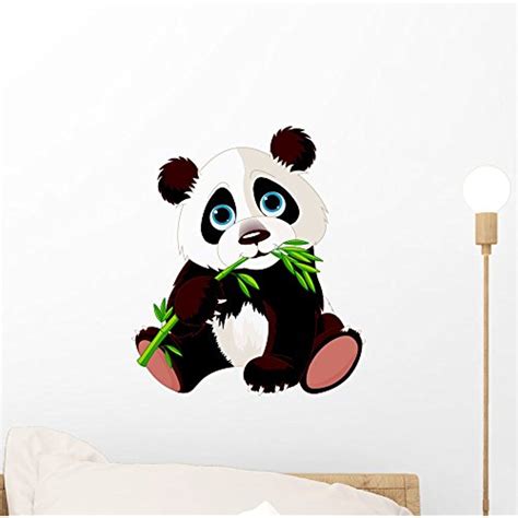 Panda Eating Bamboo Wall Decal by Wallmonkeys Peel and Stick Graphic ...