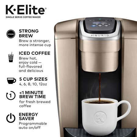 Keurig K-Elite, Single Serve K-Cup Pod Coffee Maker, Brushed Gold - Walmart.com | Pod coffee ...