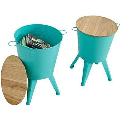 SQAXC Coffee Table Metal Stools Ottoman Nightstand Cocktail Table End Tables with Wood Top ...