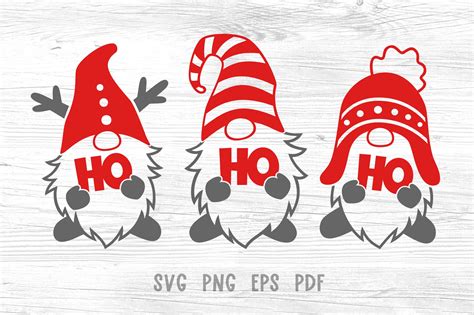 Clip Art & Image Files Ho Ho Ho Cut File with Gnome Trio Christmas ...