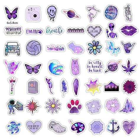 50PCS Cartoon Purple INS Style Vsco Girl Stickers For Laptop Moto ...