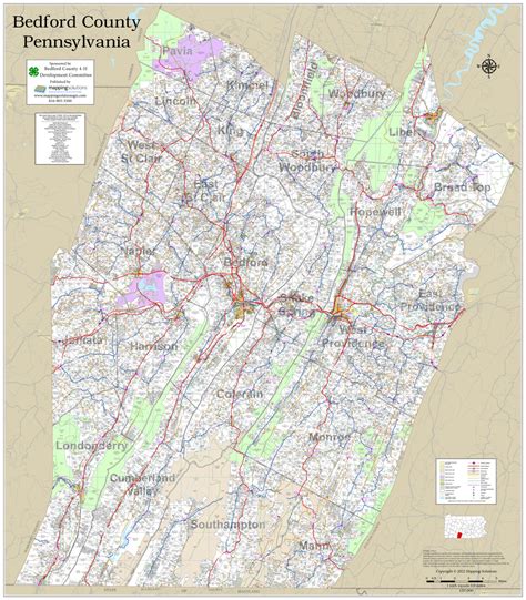 Bedford County Pennsylvania 2022 Wall Map | Mapping Solutions