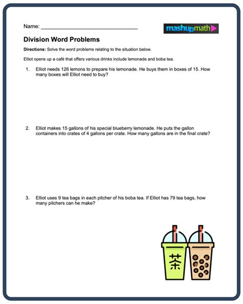 Division Word Problems—Free Worksheets for Grades 3-5 — Mashup Math