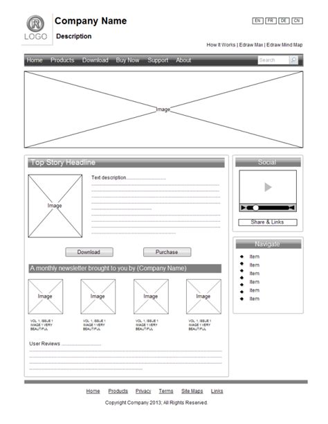 Website Wireframe Example | Wireframe website, Wireframe, Wireframe ...