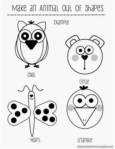 Life's Journey To Perfection: Making Animal Drawings Out of Shapes Worksheet