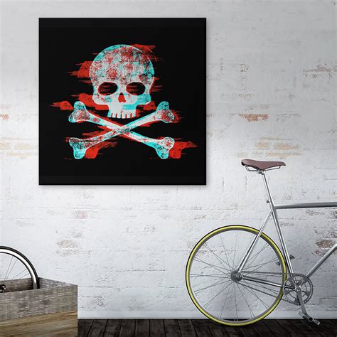 Skull Skull Wall Art Glitch Skull Art Skull Canvas Skull | Etsy