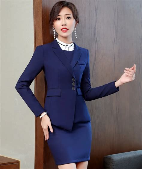 Aliexpress.com : Buy Navy Blue Professional Women Blazers Suits With ...