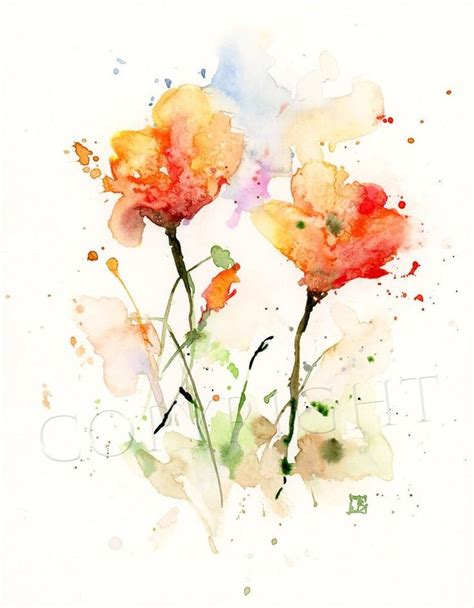 Poppy Floral Art Print Flower Loose Watercolor Painting by - Etsy | Watercolor flower art ...