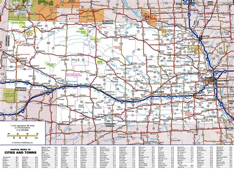 Laminated Map - Large detailed roads and highways map of Nebraska state ...