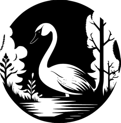 Premium Vector | Swan Black and White Vector illustration