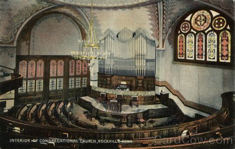 Interior of Congregational Church Rockville, CT Postcard