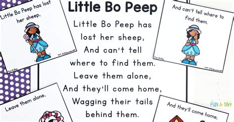 Little Bo Peep Nursery Rhyme Printable for Preschoolers - Fun-A-Day!