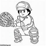 Baseball Player Catcher Coloring Page  Coloring For Kids – Smart sketch template