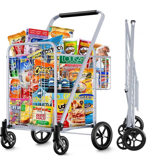 Buy Shopping Cart, Jumbo Double Basket Grocery Cart 330 lbs Capacity ...