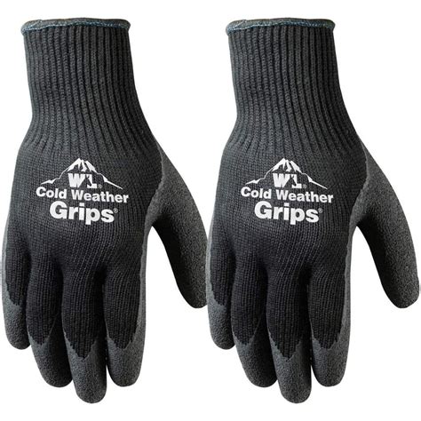 2 Pairs Cold Weather Latex Grip Winter Work Gloves, Medium (526MN ...