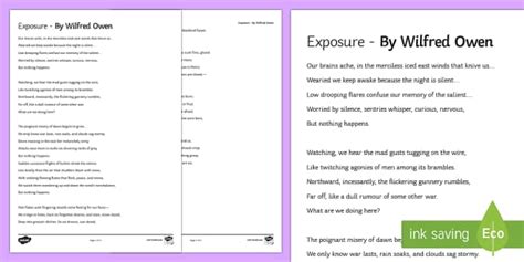 GCSE Complete Poem to Support Teaching on 'Exposure' by Wilfred Owen