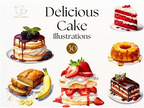 Delicious Cake Illustrations Clipart Cake PNG Baking Clipart Sweets Clipart Dessert Clipart ...