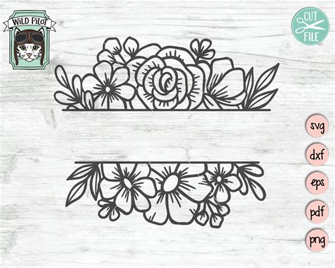 Buy Flower Border SVG Flower Svg Flower Monogram Split Online in India - Etsy