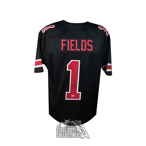 Justin Fields Autographed Ohio State Custom Black Football Jersey - BAS ...