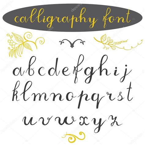 Alfabetletters kleine letters, met de hand getekende kalligrafie lettertype. Vector alfabet ...