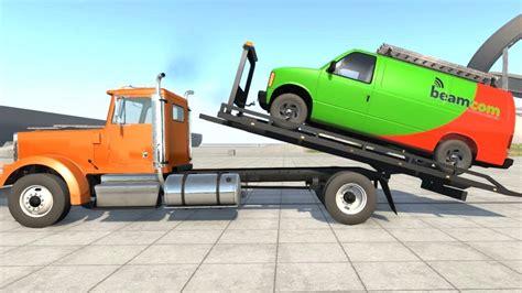 BeamNG Drive - Loading & Transporting a Van on the Rollback Flatbed Tow Truck - YouTube