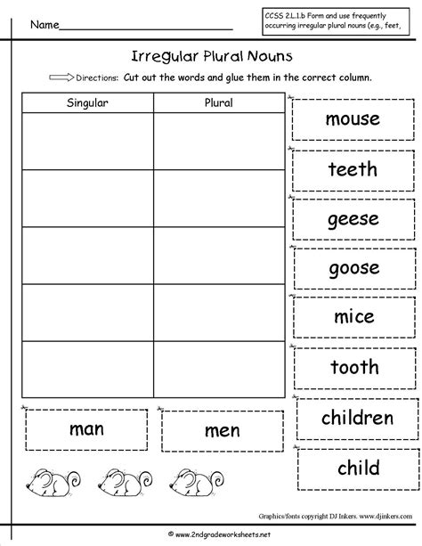 Nouns worksheet, Plurals, Irregular plurals