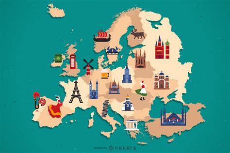 Europe Map Country Elements Design Vector Download